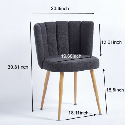 Set of 2 Modern Gray Dining Chairs with Iron Tube Wood Legs and Cushioned Backrest