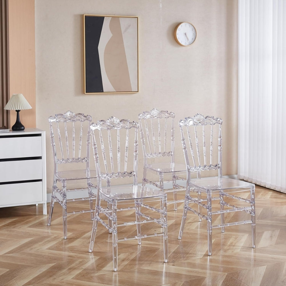 Set of 4 Sturdy Welding and Dining Chairs with Comfortable Plastic Seats