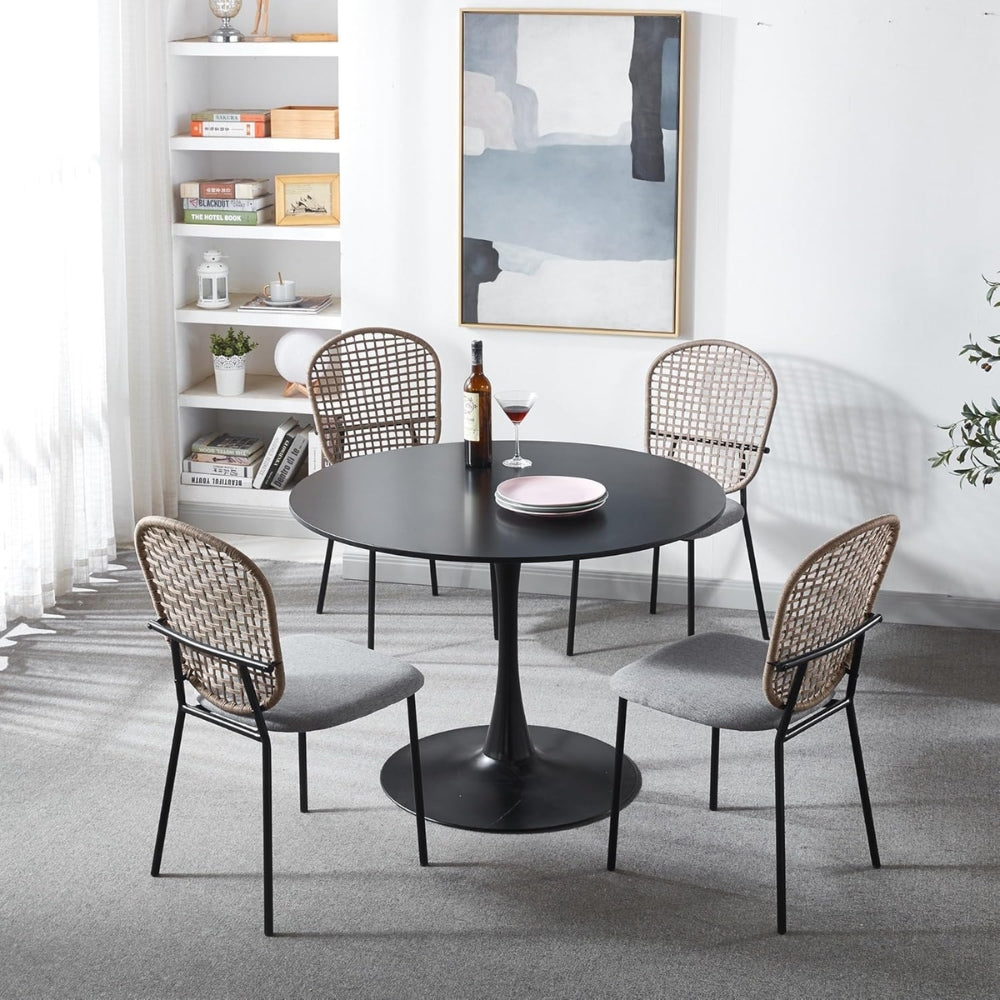 Set of 4 Black and Gray Sennit Dining Chairs