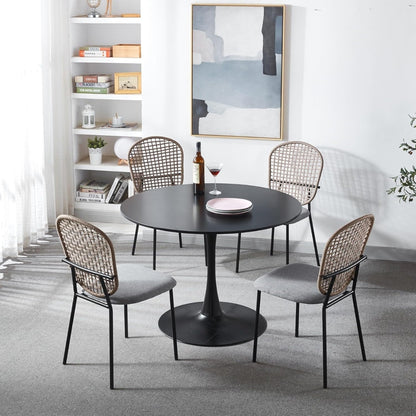 Set of 4 Black and Gray Sennit Dining Chairs