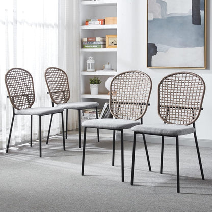 Set of 4 Black and Gray Sennit Dining Chairs