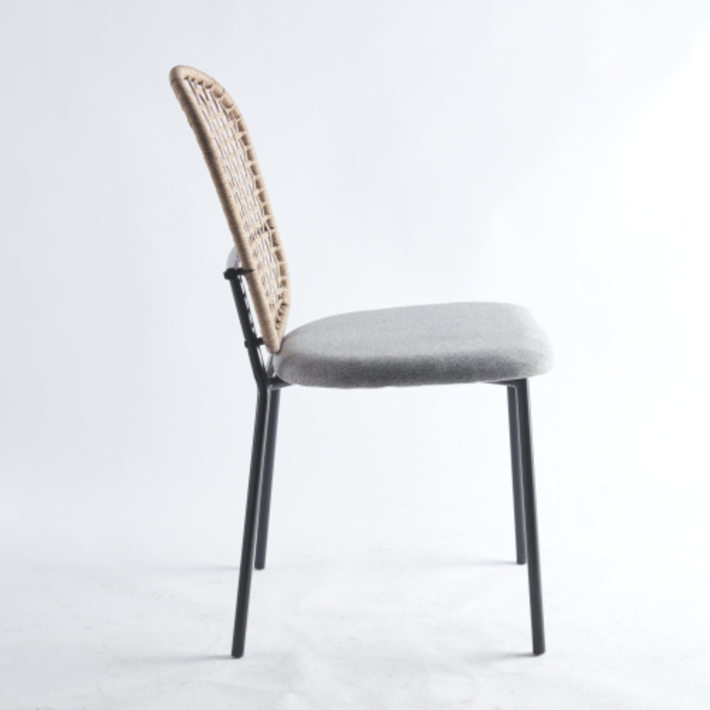 Set of 4 Black and Gray Sennit Dining Chairs