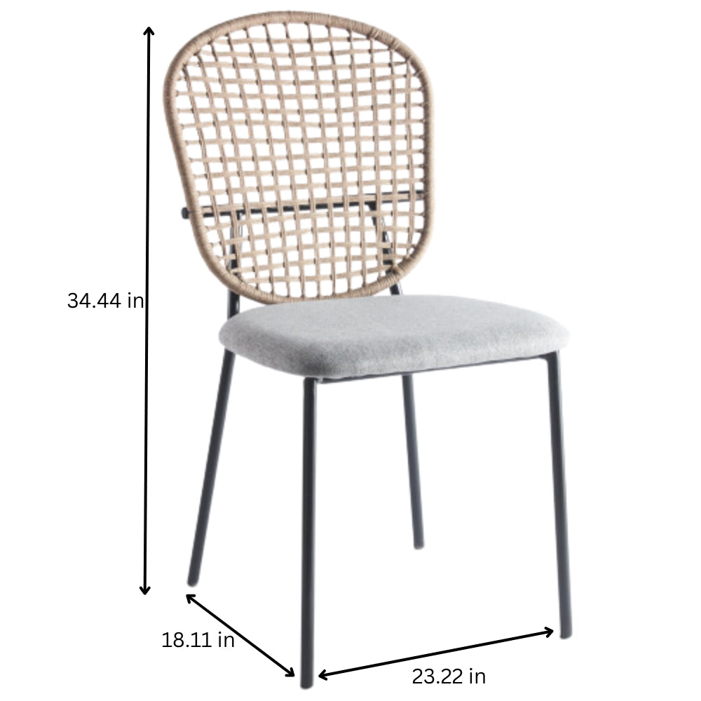 Set of 4 Black and Gray Sennit Dining Chairs