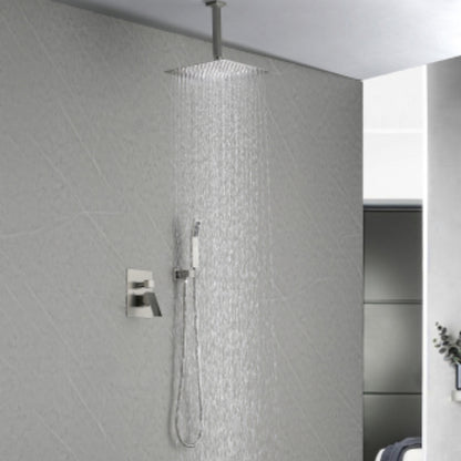 Brushed Nickel Bathroom Luxury Combo Set for Ceiling-Mounted Rainfall Shower Experience