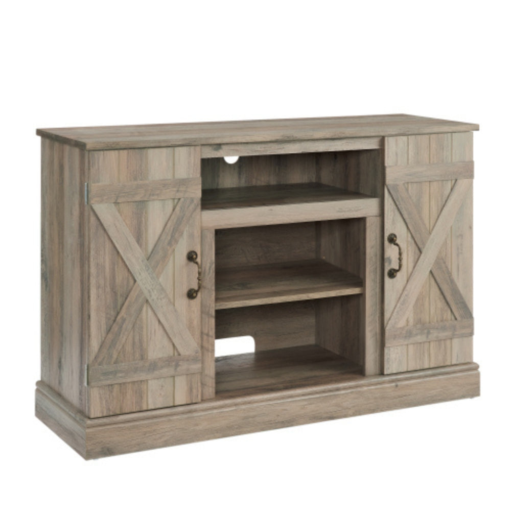 Farmhouse Media TV Stand with Storage for TVs up to 50 Inch Gray Wash