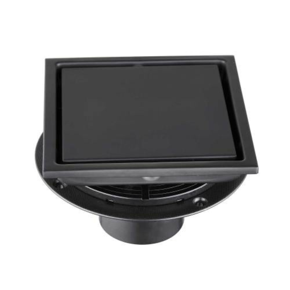 Matte Black 6-Inch Square Shower Floor Drain