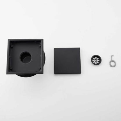 Matte Black 6-Inch Square Shower Floor Drain