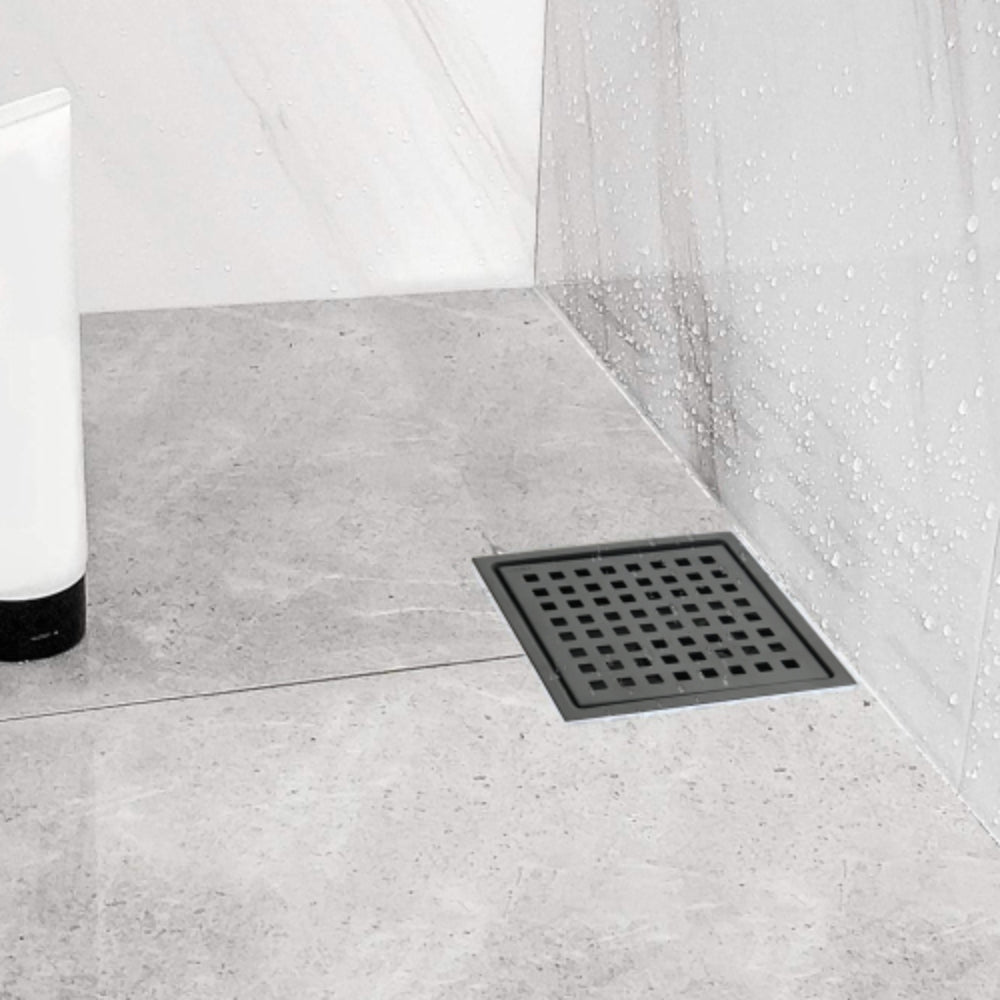 Efficient Matte Black Drainage Solution 6-Inch Square Shower Floor Drain