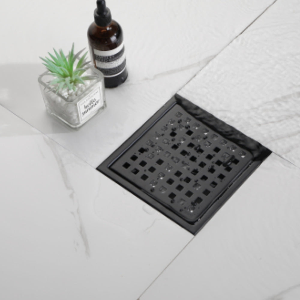 Efficient Matte Black Drainage Solution 6-Inch Square Shower Floor Drain