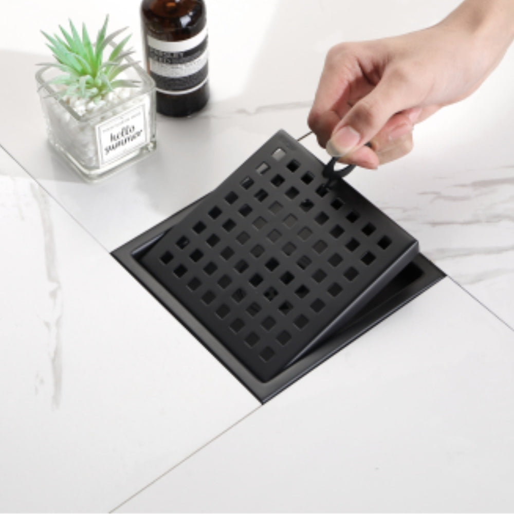 Efficient Matte Black Drainage Solution 6-Inch Square Shower Floor Drain