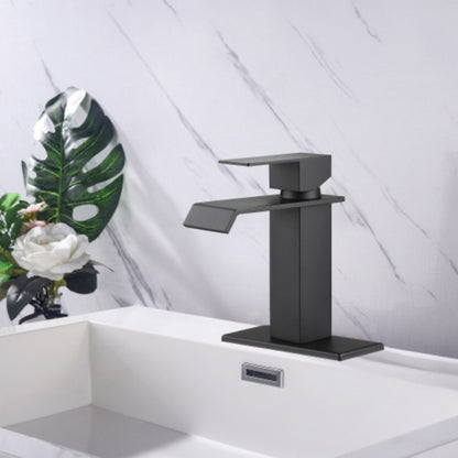Matte Black Waterfall Bathroom Faucet with Single Handle