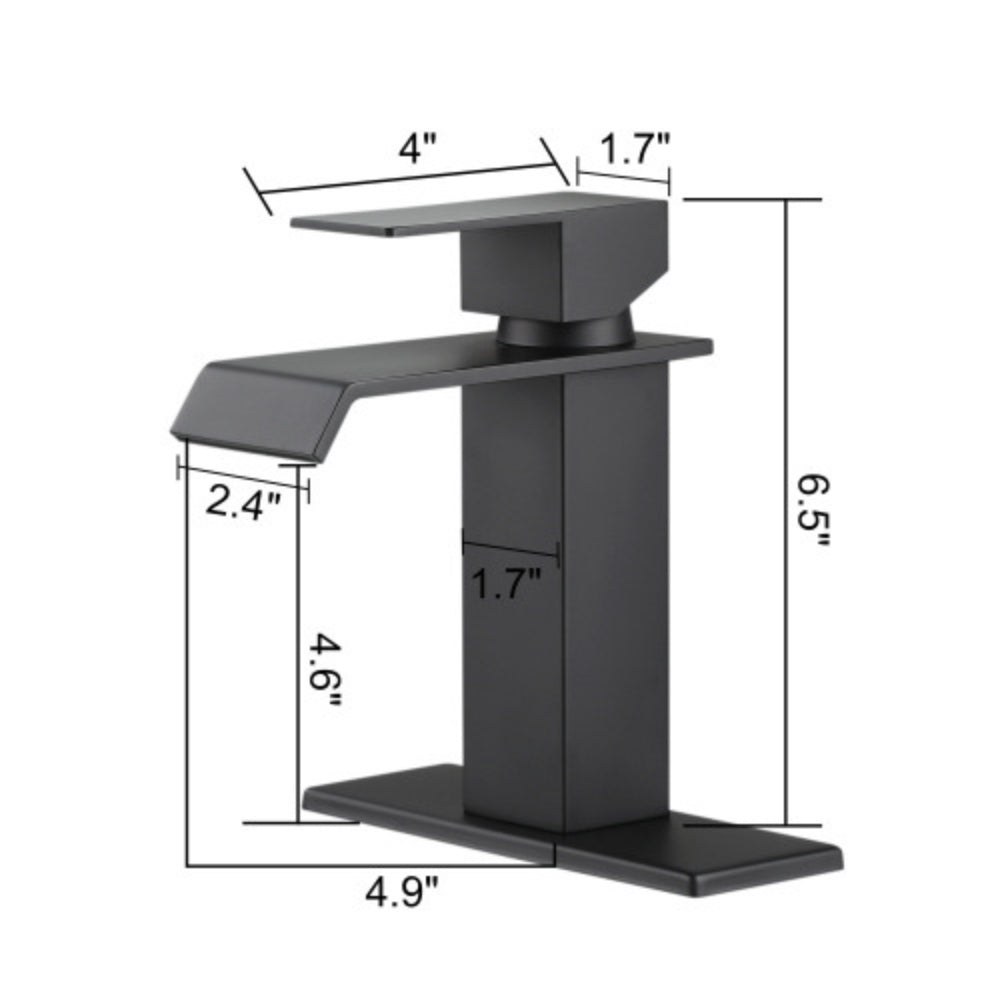 Matte Black Waterfall Bathroom Faucet with Single Handle