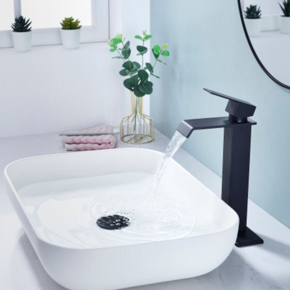 Waterfall Spout Bathroom Faucet Single Handle Vanity Sink Faucet