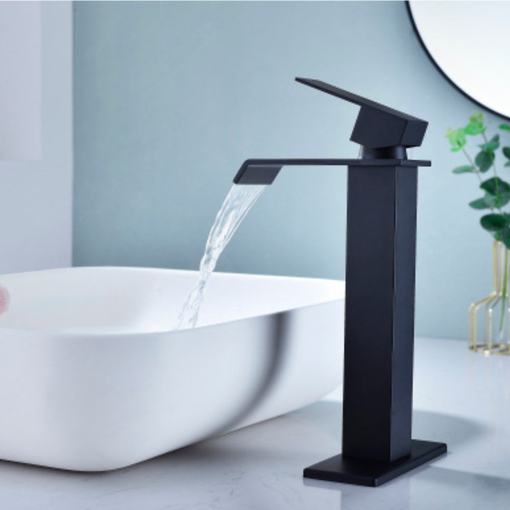 Waterfall Spout Bathroom Faucet Single Handle Vanity Sink Faucet