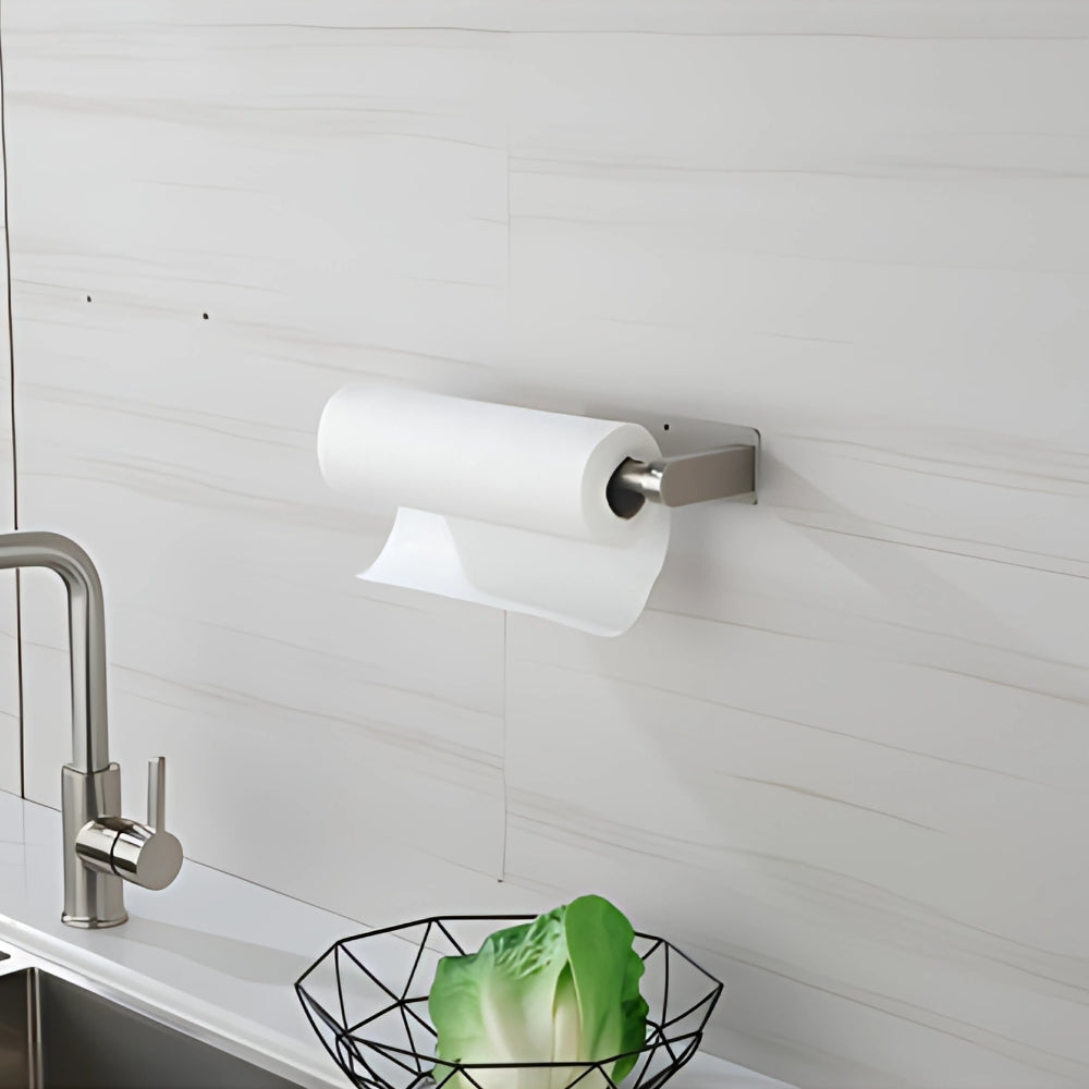 Stainless Steel Paper Towel Holders for Kitchen - 2 Pack, Self-Adhesive or Screw Mount