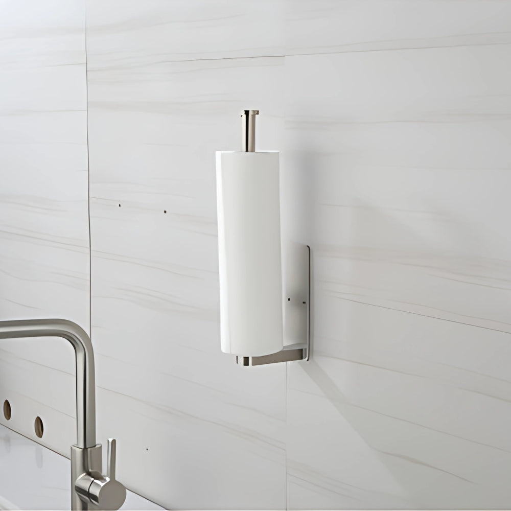 Stainless Steel Paper Towel Holders for Kitchen - 2 Pack, Self-Adhesive or Screw Mount