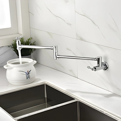 Convenient Wall-Mounted Chrome Pot Filler Faucet