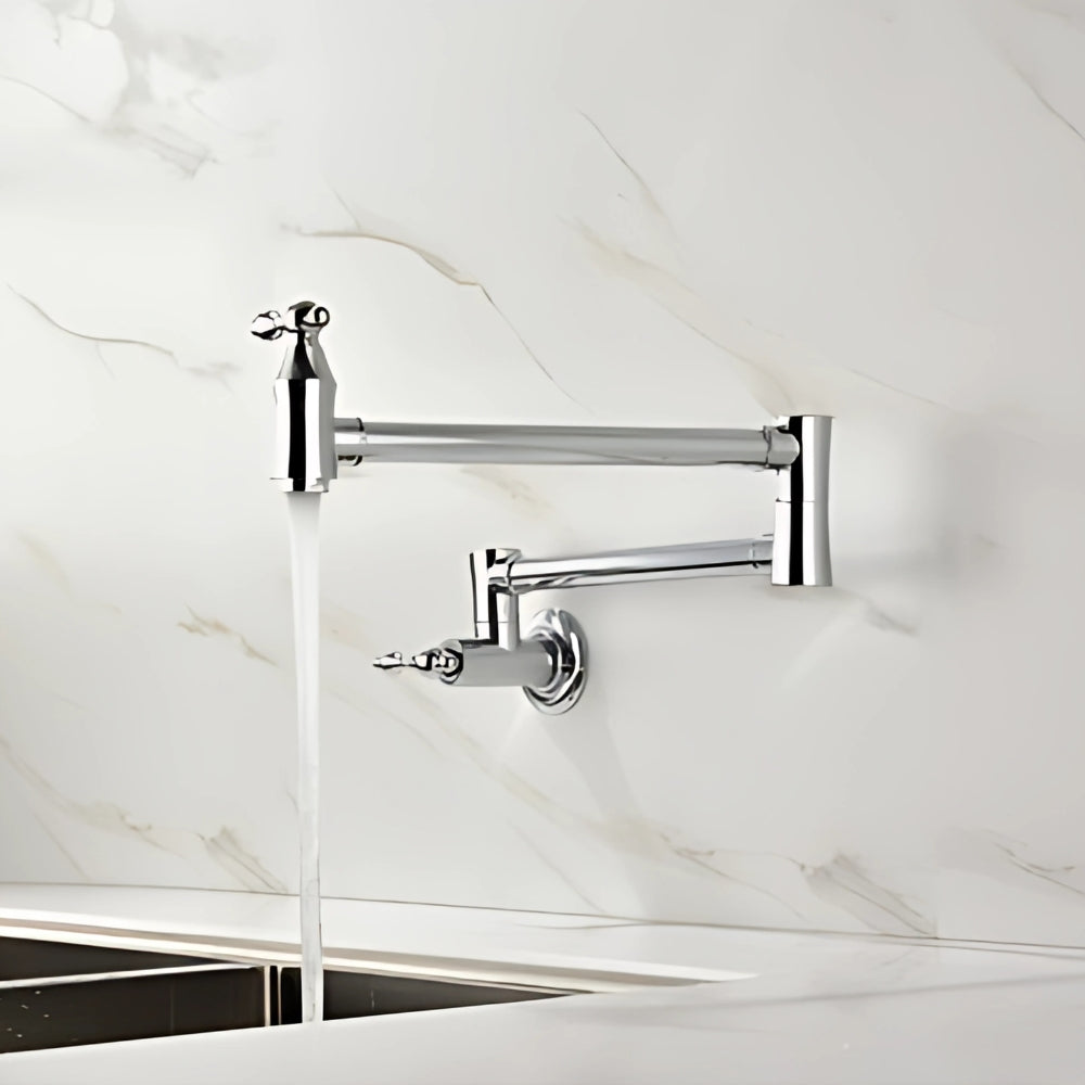 Convenient Wall-Mounted Chrome Pot Filler Faucet