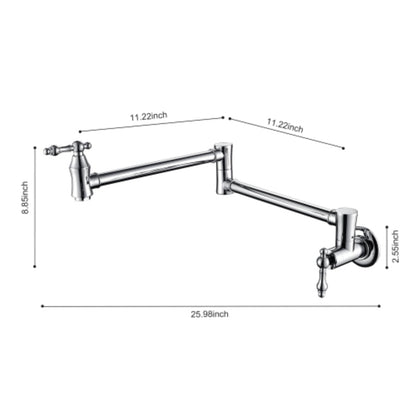 Convenient Wall-Mounted Chrome Pot Filler Faucet