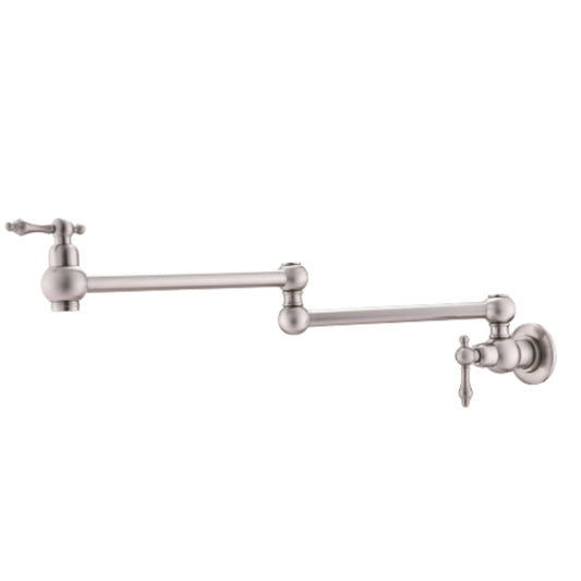 Convenient Wall-Mounted Brushed Nickel Pot Filler Faucet