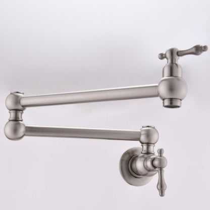 Convenient Wall-Mounted Brushed Nickel Pot Filler Faucet