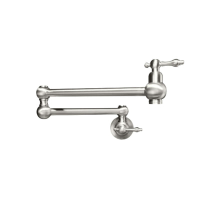 Convenient Wall-Mounted Brushed Nickel Pot Filler Faucet