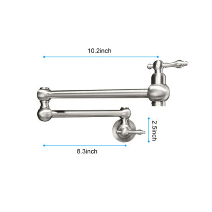 Convenient Wall-Mounted Brushed Nickel Pot Filler Faucet