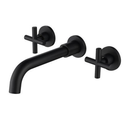 Modern Matte Black Wall Mounted Bathroom Sink Faucet
