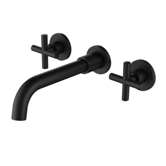 Modern Matte Black Wall Mounted Bathroom Sink Faucet
