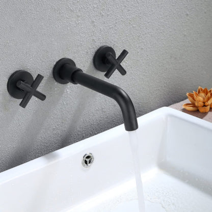Modern Matte Black Wall Mounted Bathroom Sink Faucet