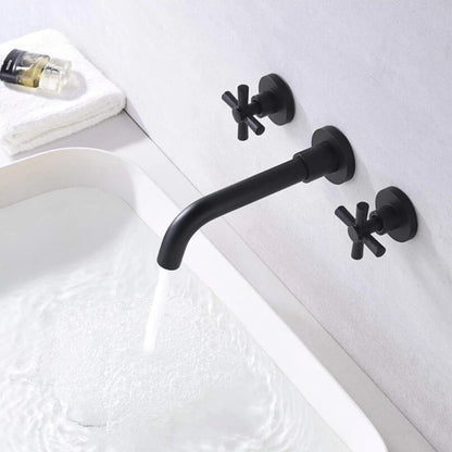 Modern Matte Black Wall Mounted Bathroom Sink Faucet