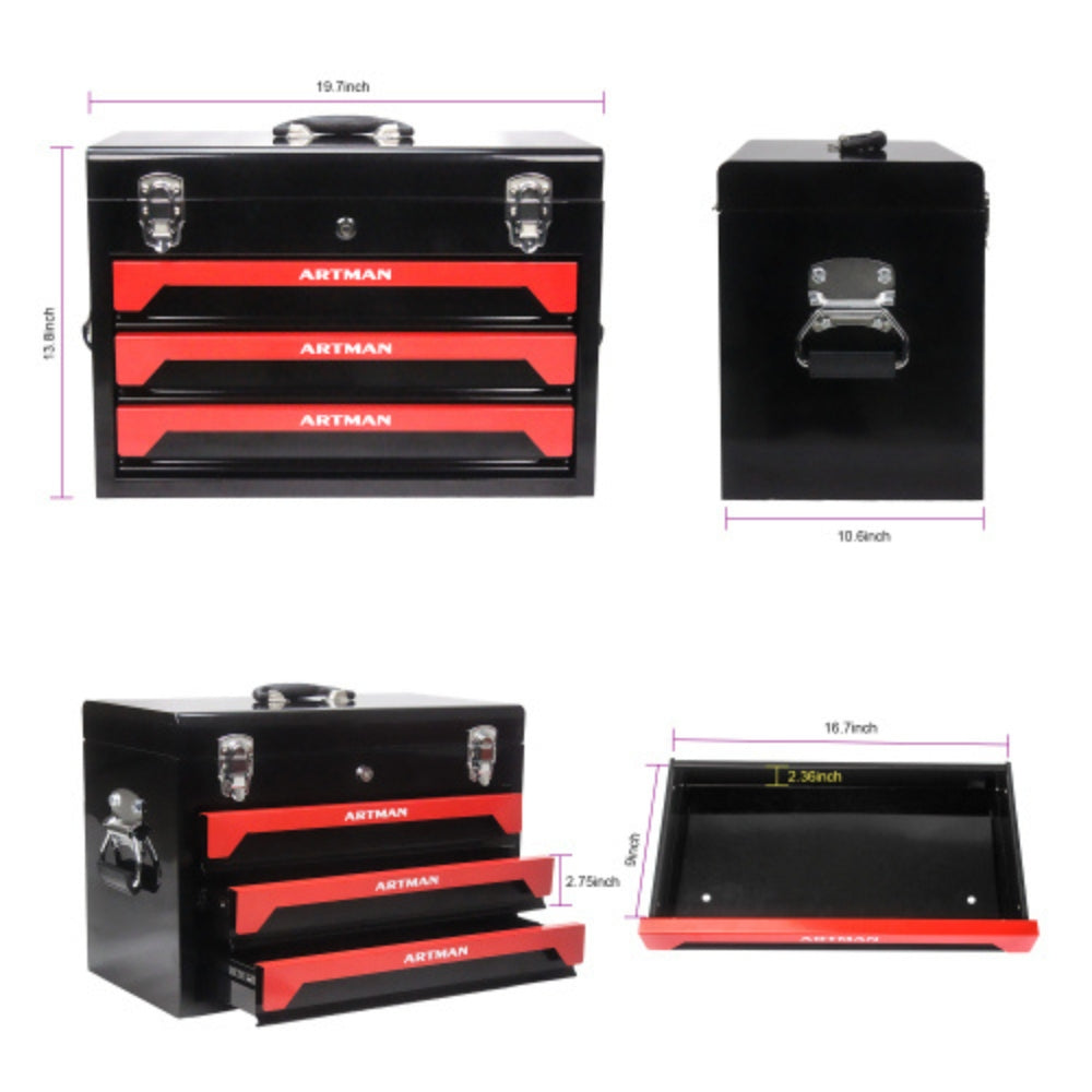 Black 3 Drawers Tool Box
