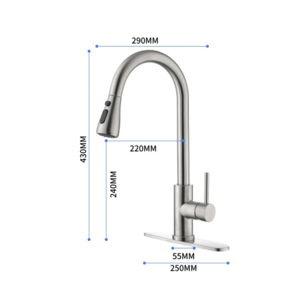 Single Handle High Arc Brushed Nickel Pull Out Kitchen Faucet