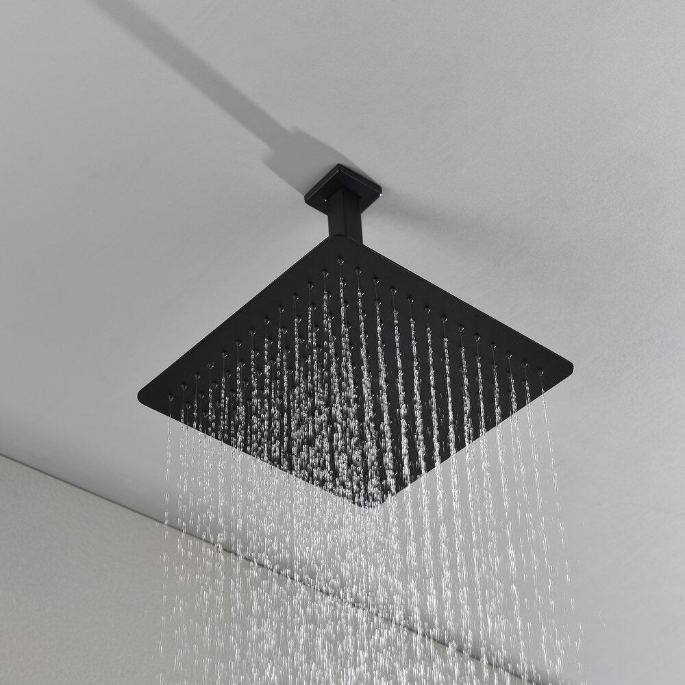 Matte Black Stainless Steel Square Rain Shower Head