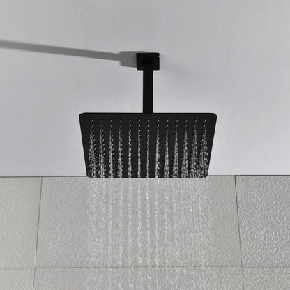 Matte Black Stainless Steel Square Rain Shower Head