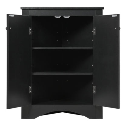 Triangle Freestanding Cabinet with Adjustable Shelves - Black