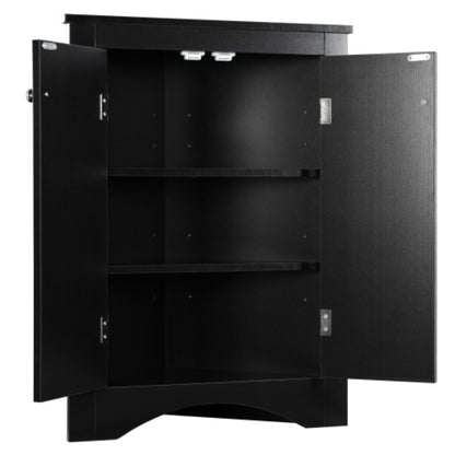 Triangle Freestanding Cabinet with Adjustable Shelves - Black
