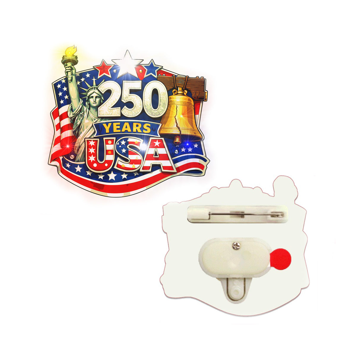 250 Years USA Patriotic Flashing Body Light Lapel Pin