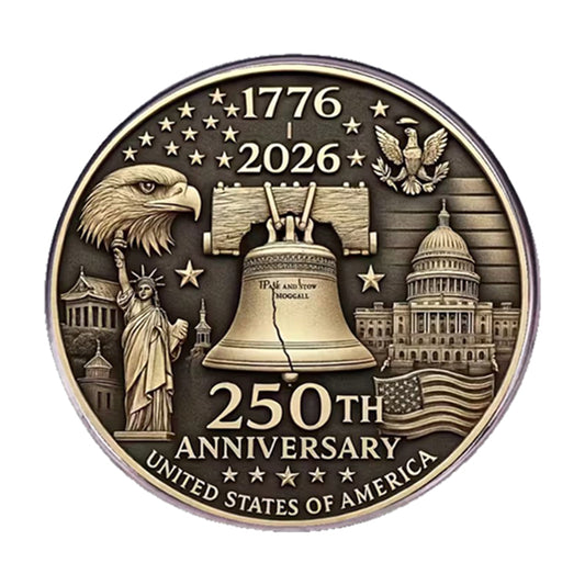 1776 to 2026 USA 250th Anniversary Bronze Hard Enamel Commemorative Pin