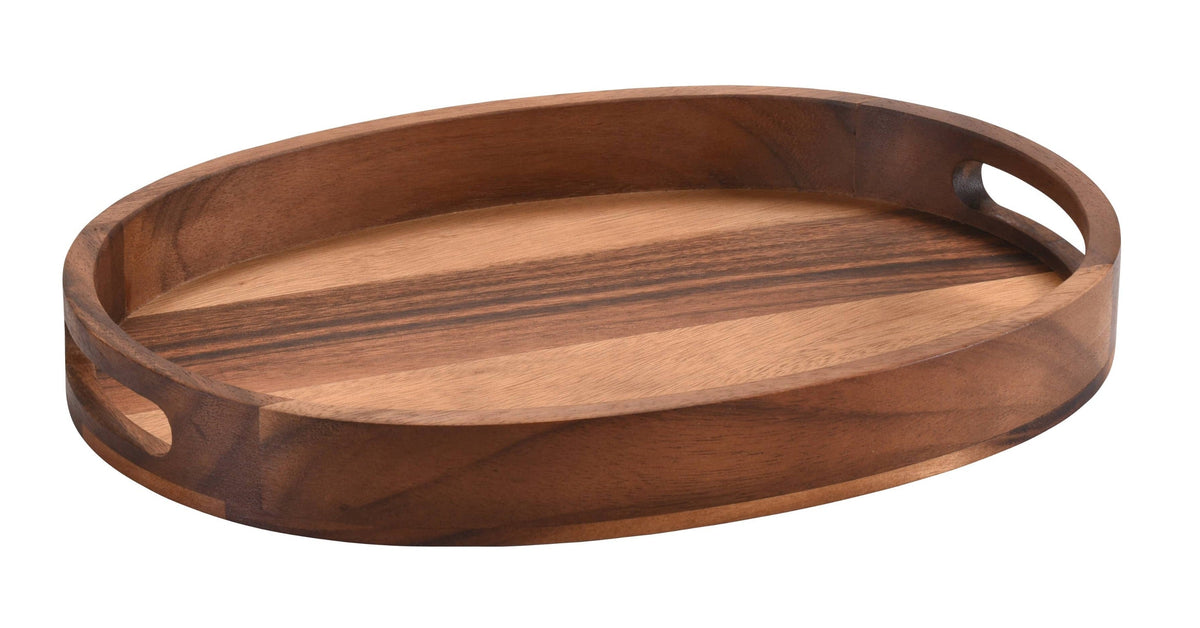 Oval Serving Tray - Kalmar Home acacia wood serving tray, view 2