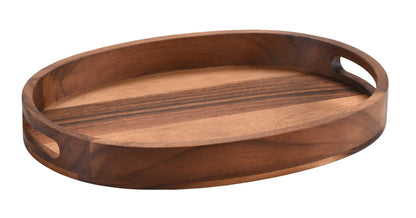 Oval Serving Tray - Kalmar Home acacia wood serving tray, view 2