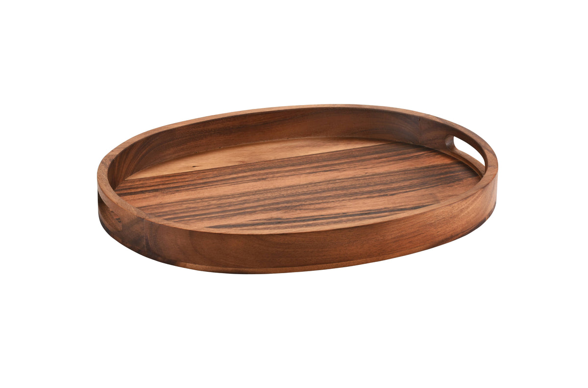 Oval Serving Tray - Kalmar Home acacia wood serving tray, view 3