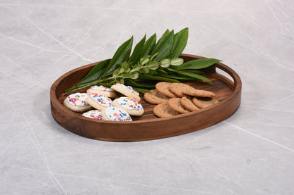 Oval Serving Tray, Large - 18" x 14" - Kalmar Home acacia wood serving tray