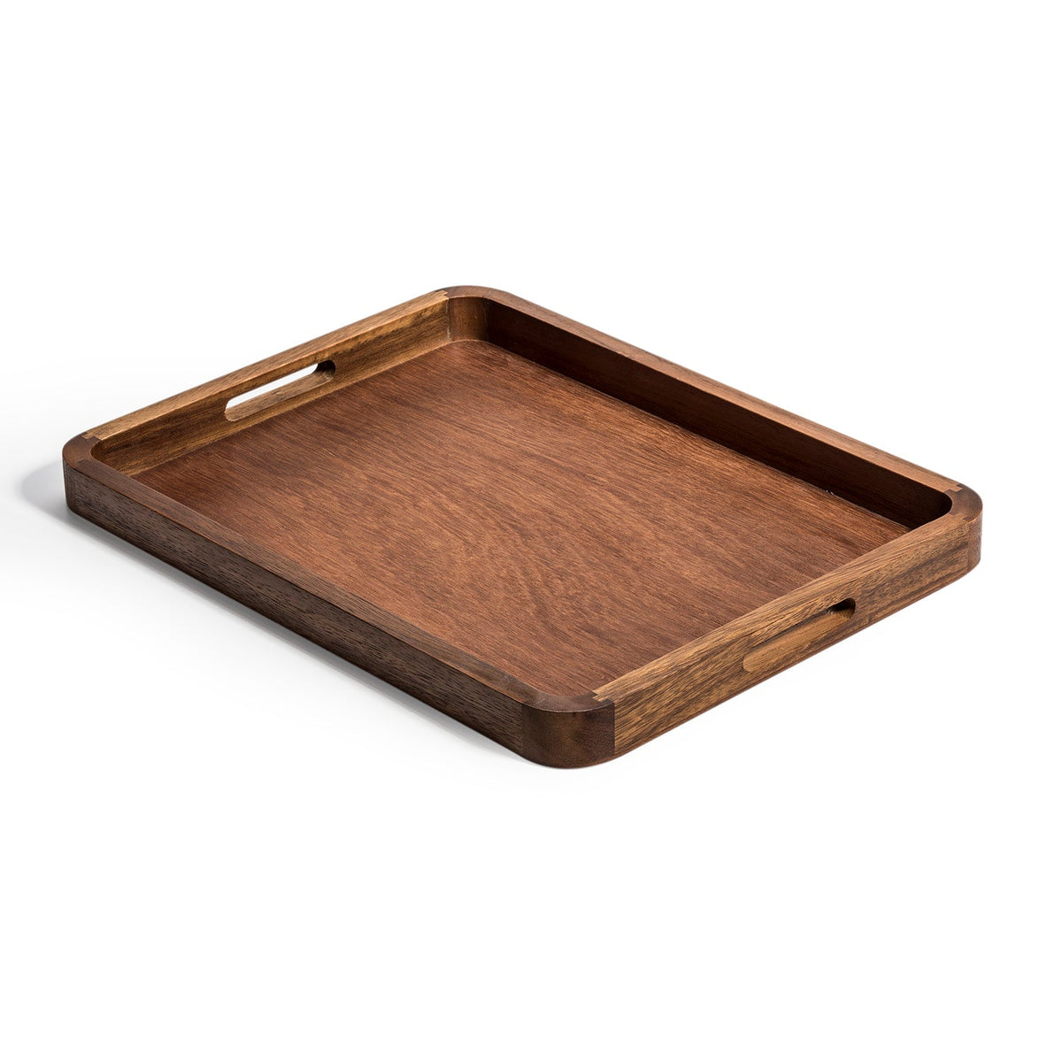 Solid Acacia Wood Serving Tray with Handles - 18" x 14" - Kalmar Home acacia wood serving tray