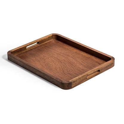 Solid Acacia Wood Serving Tray with Handles - 18" x 14" - Kalmar Home acacia wood serving tray