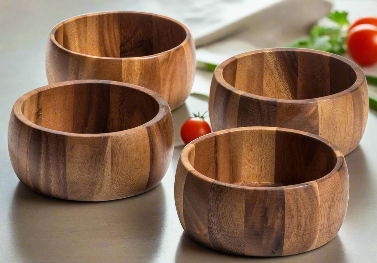 Individual Salad Bowls (Set of 4) - 332A4 - Kalmar Home acacia wood bowl