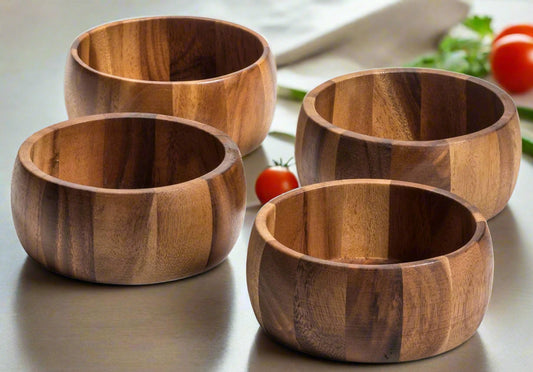 Individual Salad Bowls (Set of 4) - 332A4 - Kalmar Home acacia wood bowl