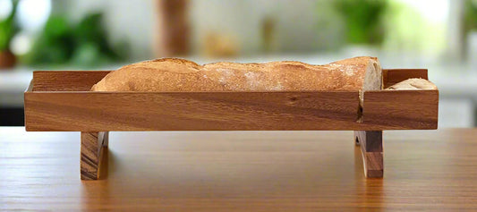French Bread Slicer - Raised - Kalmar Home acacia wood cutting board