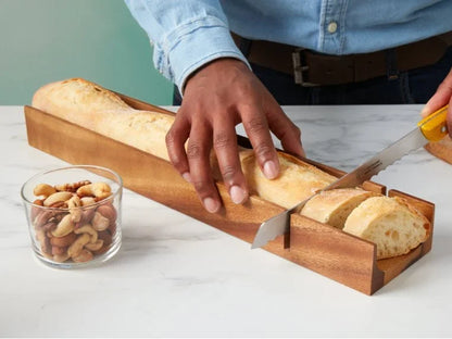 French Bread Slicer - Kalmar Home acacia wood cutting board, view 3