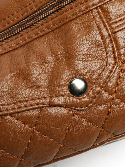 PU Leather Multi Pockets Adjustable Strap Shoulder Bag